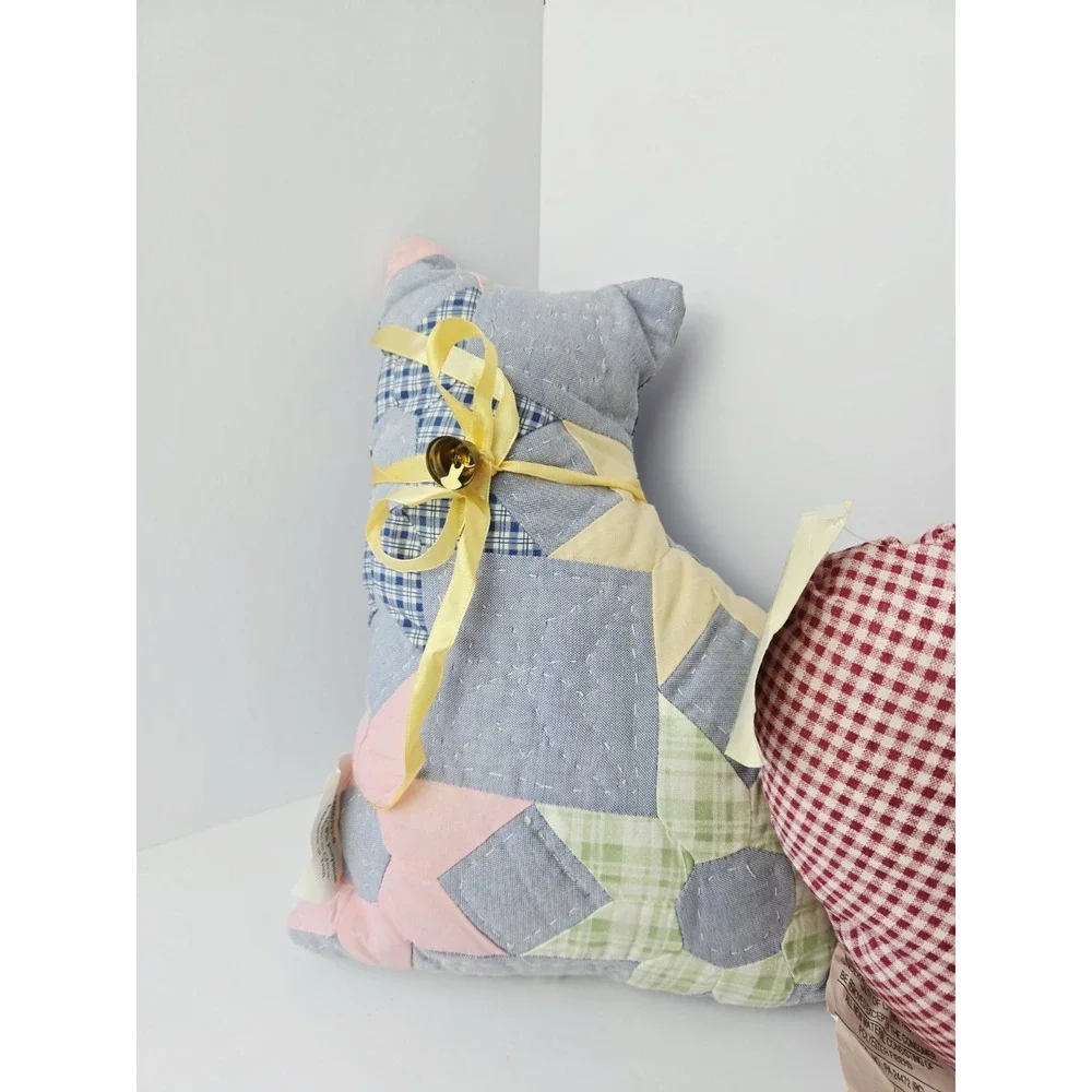 The Linen Closet fabric pillow set of‎ 3 cat heart 2 w tags quilt look sewn